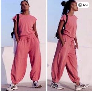 FREE PEOPLE Throw And Go Onesie NEW Jumpsuit Claret Raspberry Pink Size S Rare